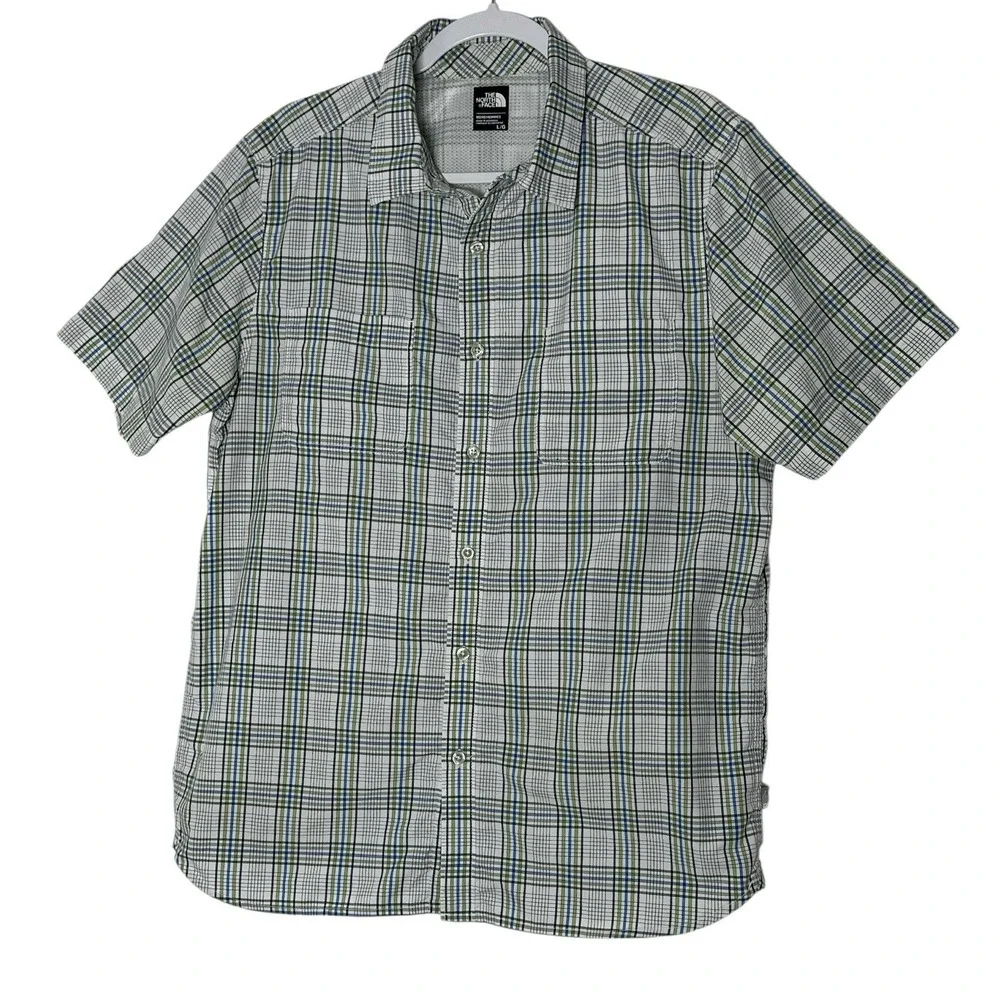 The North Face Shirt Mens Large Plaid‎ Short Sleeve Pocket Outdoor Classic